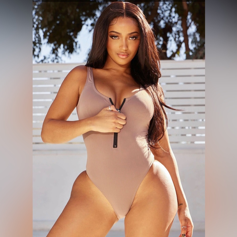 Brown one piece swimsuit